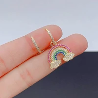 korean style girl women fashion rainbow earrings cloud cute gold metal hanging drop earrings jewelry accessories
