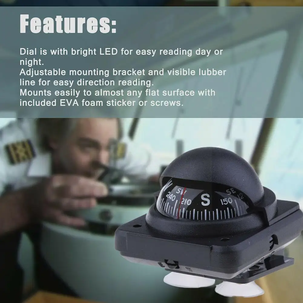 

High-Precision Magnetic Navigation Compass For Car Truck Caravan Boat Adjustable Magnetic Declination T5P9