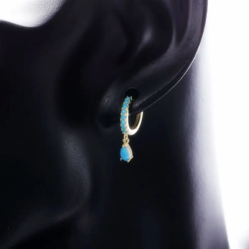 Женские серьги капли Moonmory из стерлингового серебра 925 пробы с бирюзой модные