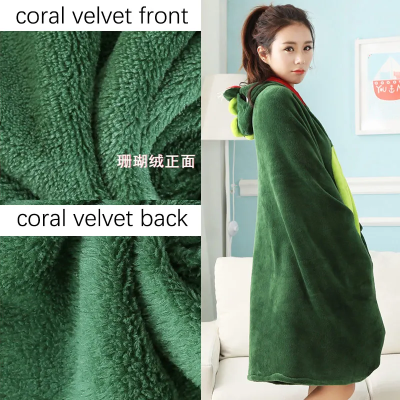 

Dinosaur Wearable Blanket with Hooded for Kids and Adults Cartoon Soft Jurassic Plush Throw Blanket on Bed Sofa