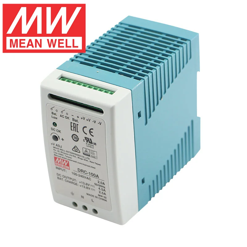 MEAN WELL DRC-100A B 100w Din Rail Power Supply AC to DC Single Output Switching Power Supply with Battery Charger with UPS