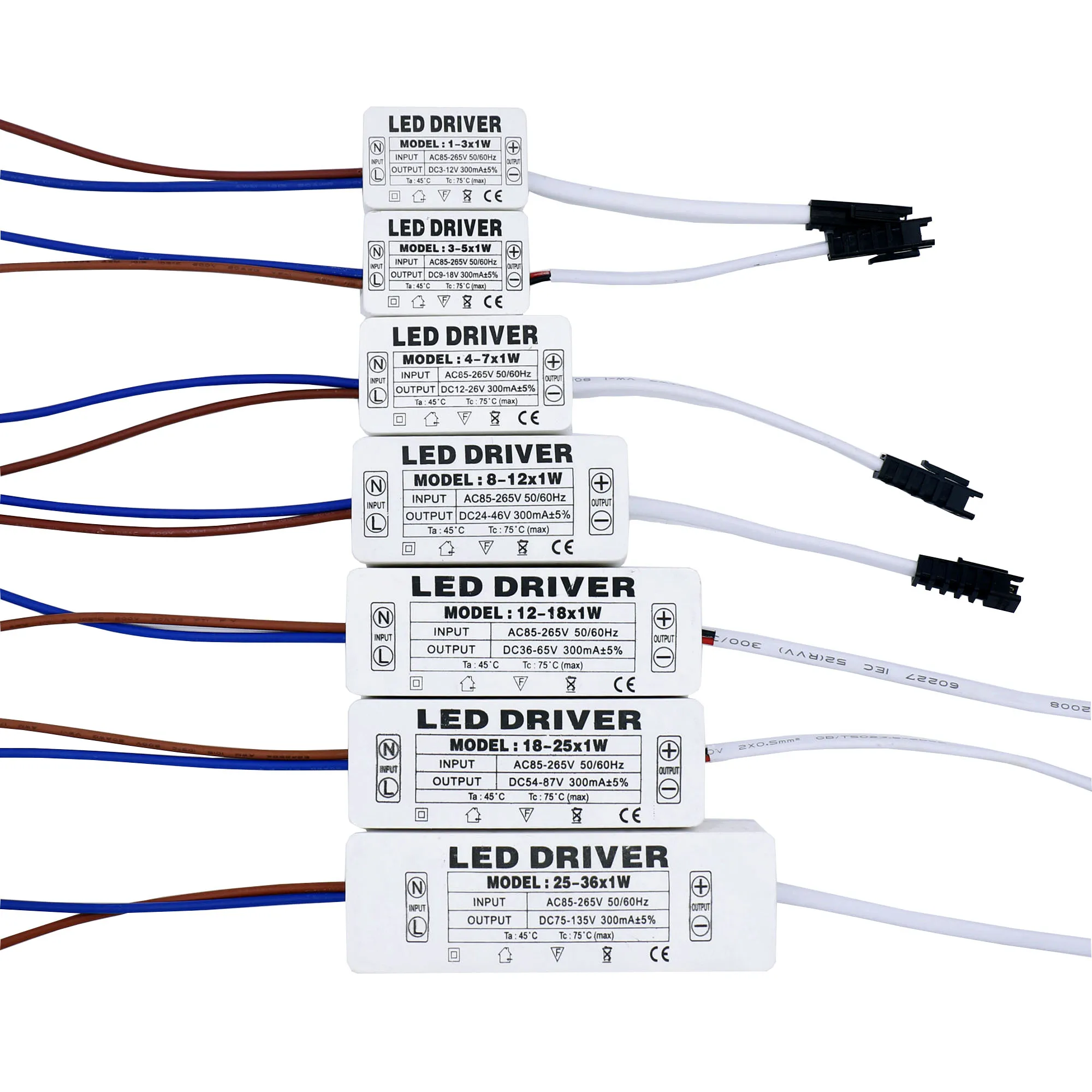 

LED Driver 300mA 250mA 1W 3W 5W 10W 15W 18W 20W 25W 30W 36W LED Power Supply Unit AC85-265V Lighting Transformers For LED Lights