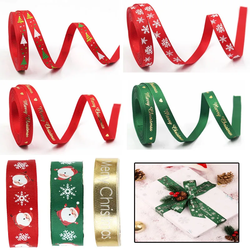 

5 Yards 10-25mmmm for Gift Wrapping Wedding Decoration Hair Bows DIY Christmas Ribbon Printed Grosgrain Ribbons