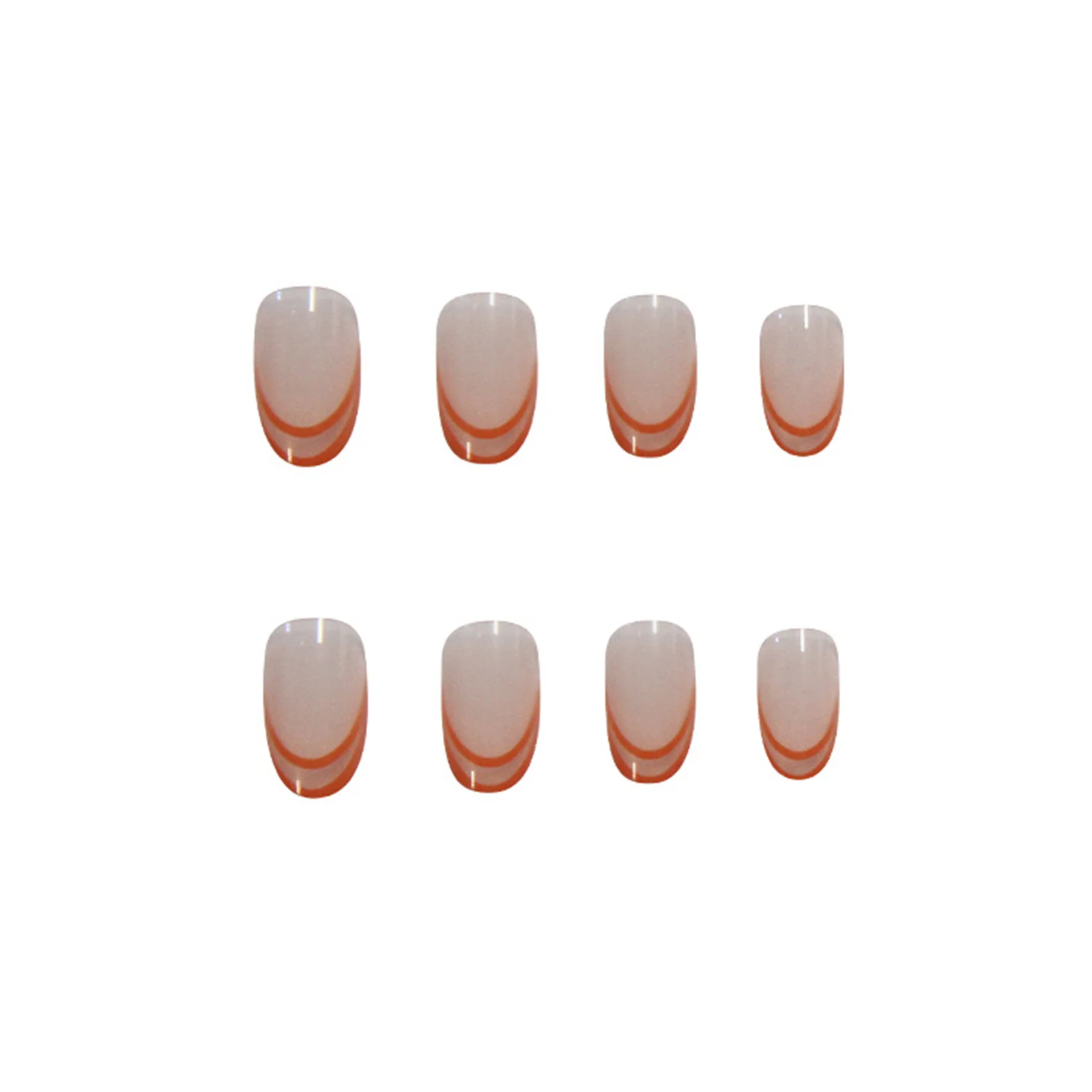 

24pcs Orange Wear Long Paragraph Fashion Manicure Patch False Nails Save Time Wearable Nail Patch