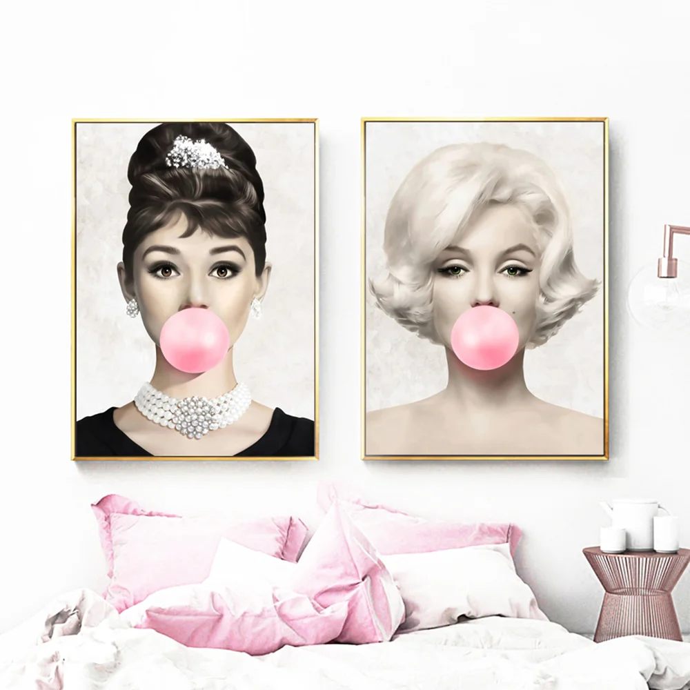

Prints Wall pictures For Living Room Home Decor Woman Girl Blowing Bubble Wall Art Canvas Painting Nordic Posters And Prints
