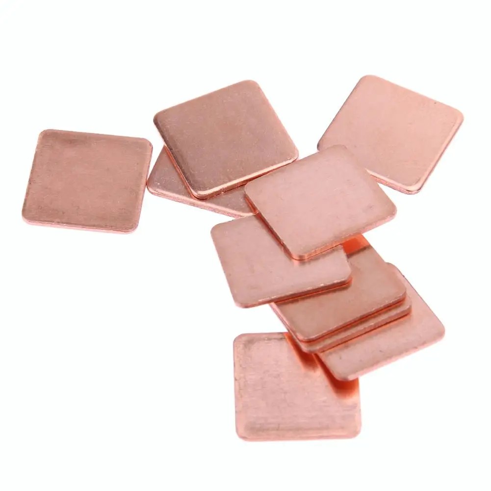 20Pcs 15*15mm 0.3/0.4/0.5/0.6/0.8/1mm Heatsink Heat Sink Pure Copper Shim Thermal Pad for Laptop IC Chipset GPU CPU Graphic Card |