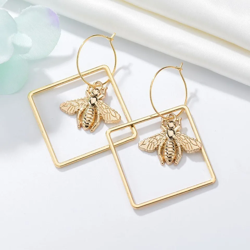 Лидер продаж большие квадратные серьги ручной работы с насекомыми ювелирные