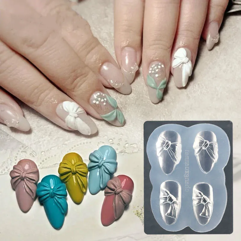 3D силиконовая форма для ногтей конфеты медведь лук резные абразивы украшения