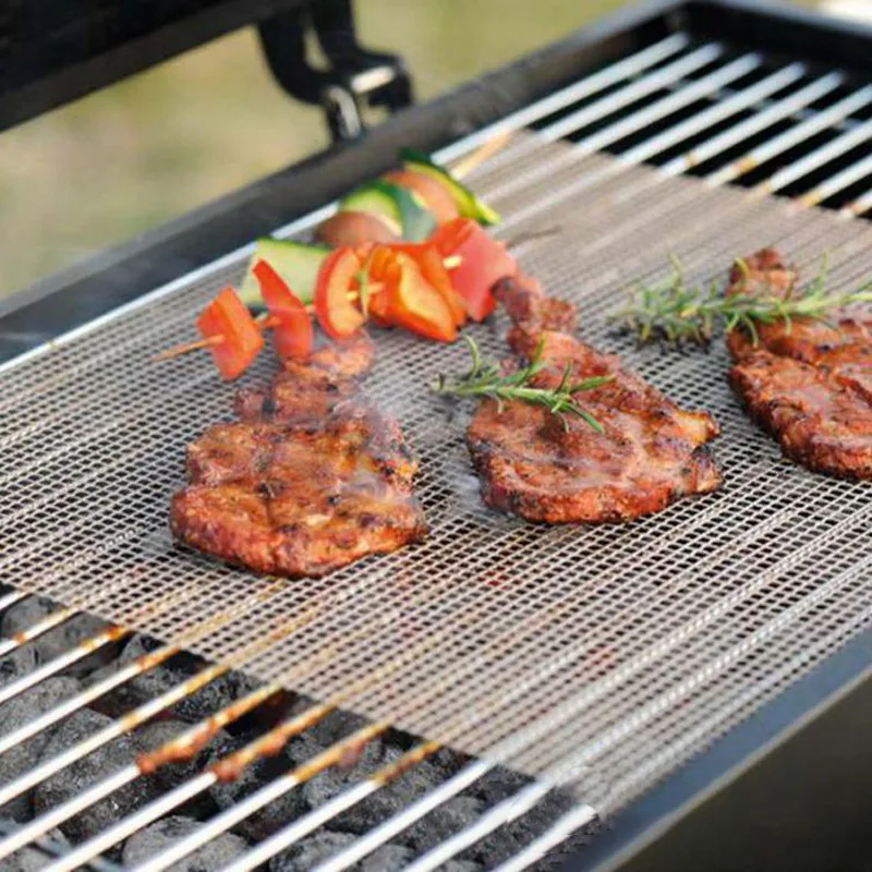 Security Grid BBQ Mat With Heat Resistance Mesh Grill Non-stick Barbecue Grilling Mats Baking For Outdoor Activities | Дом и сад