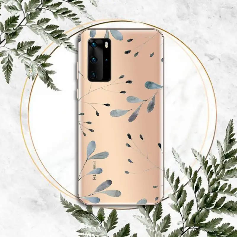 

Watercolor plants with flowers Phone Case Transparent for Huawei P honor 8 10i 20 30 40 smart 2019