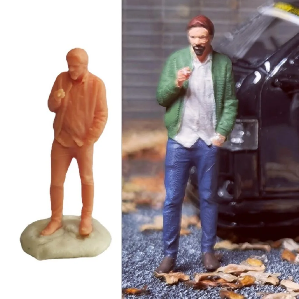 

1:64 Smoking Men Figurines Dolls Model Micro Landscape Scenery Layout Decor