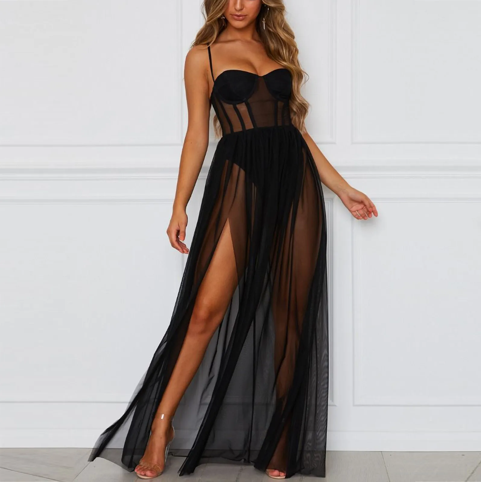 

Sexy Lingerie Lace Temptation Transparent Mesh Nightdress Lenceria Sensual Mujer Women Underwear Porno Sexy Erotic Long Dress