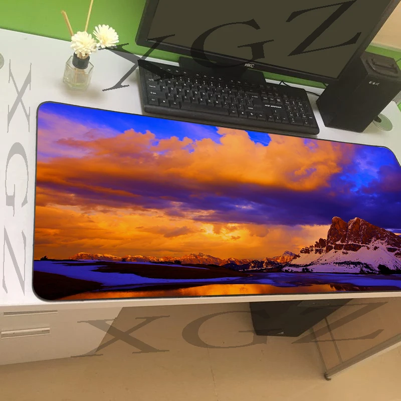 Большой игровой коврик для мыши XGZ с красивым закатом черный изысканный