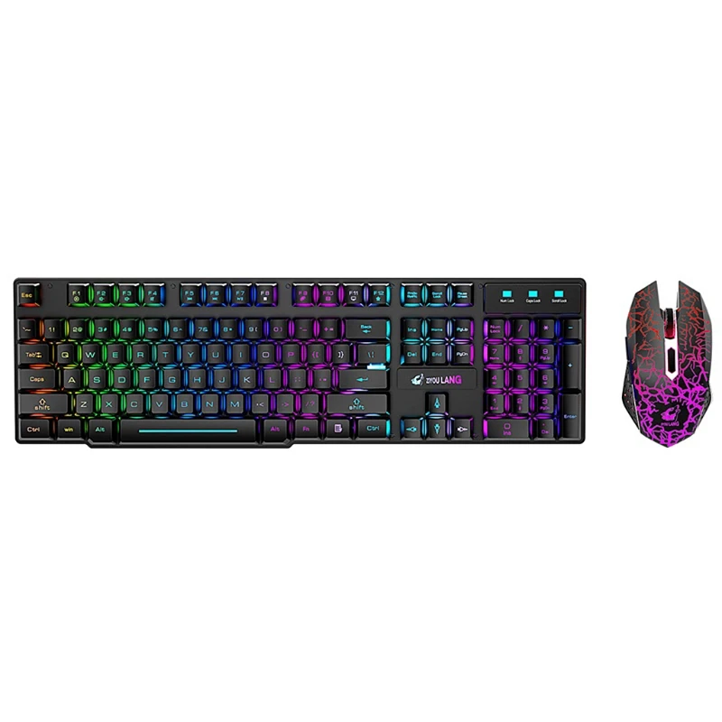 

2.4G Wireless Gaming Keyboard and Mouse Set Colorful LED Breathing Light Keypad