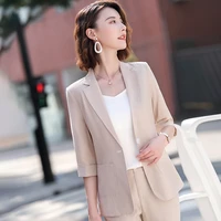 fashion casual women blazers and jackets work wear business clothes half sleeve ol styles apricot
