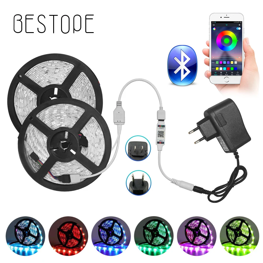 5050 30 светодиодный s Bluetooth RGB светильник лента 5 м 10 DC12V Водонепроницаемый Диодная