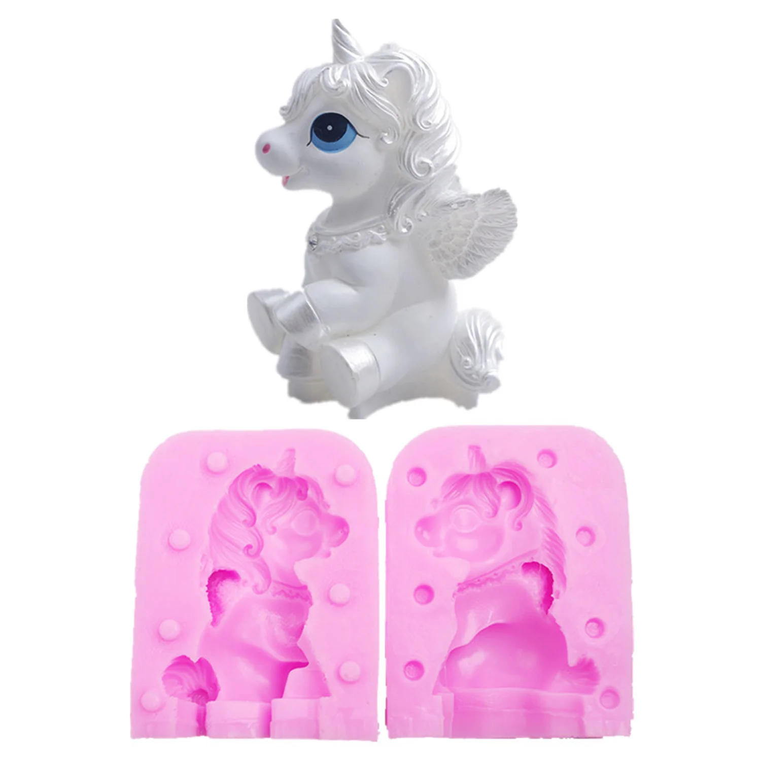 

3D Unicorn Silicone Mold Cupcake Fondant Molds For Baking Unicorn Baby Birthday Cake Decorating Tools Candy Chocolate Mould M914