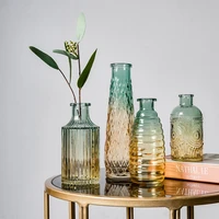 european retro roman relief art glass vase indoor office table plant flower home decoration accessories transparent glass vase