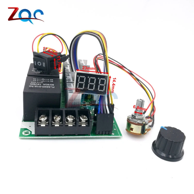 ШИМ контроллер скорости двигателя постоянного тока 10 -55 в цифровой светодиодный