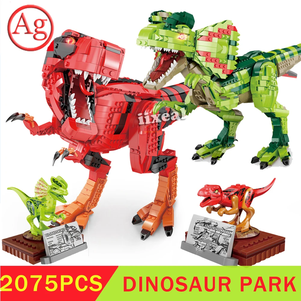Модель динозавра T rex Dilophosaurus 2076 шт. строительные блоки городской динозавр с ровом