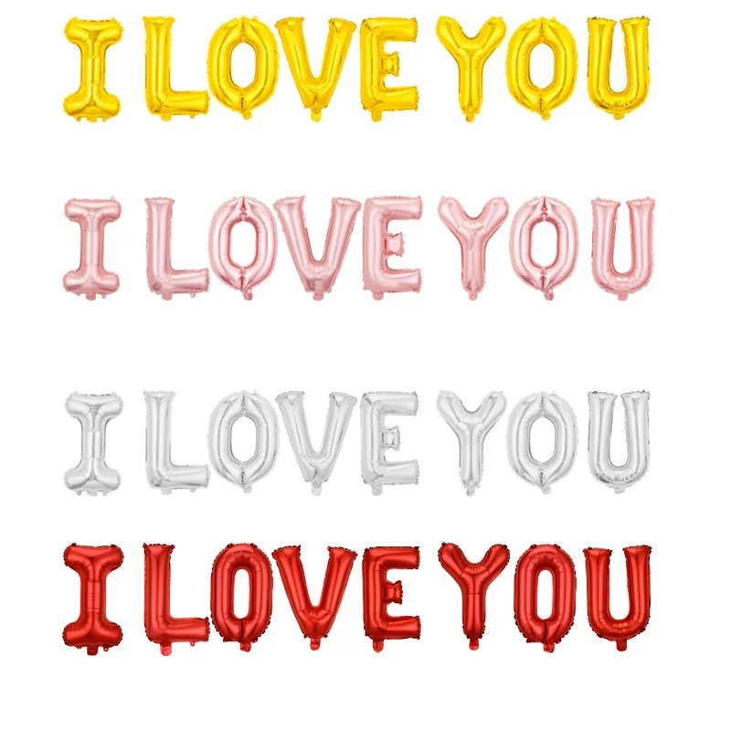 

16inch I Love You Letter Foil Balloons Anniversary Wedding Valentines Day Birthday Party Decoration Photo Props Engagement Gifts