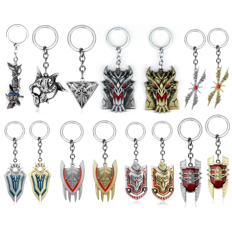 

Game LOL Keychain League Legends Iron Solari Leona Teemo Weapon Keyring Car Key Chains Leona Jinx cannon Aatrox Metal Key Holder