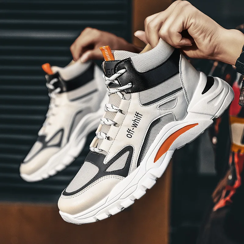 

Autumn Men's Casual Sports Shoes Medium Top Thick Soled Shoes Trend Breathable Versatile Casual Men's Shoes