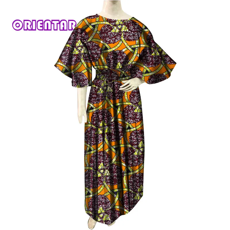 Dashiki African Dresses for Women Casual Africa Print Bazin Riche Dress Lady Elastic Waist Long Maxi Plus Size WY374 | Тематическая