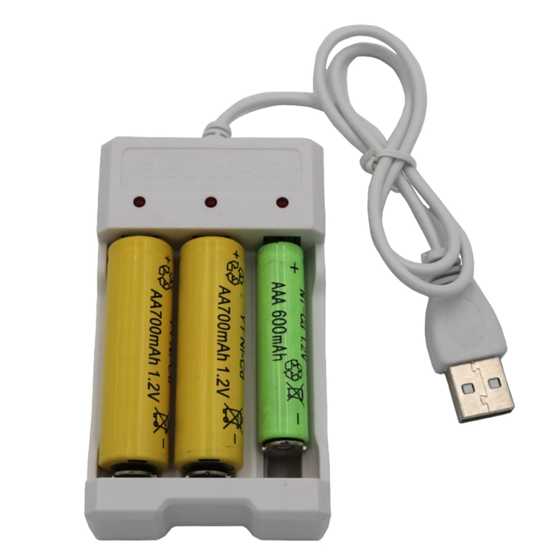 Зарядное устройство с 3 слотами USB для Nimh Nicd аккумуляторов AA AAA|Зарядные