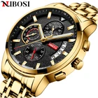 Часы наручные NIBOSI Мужские кварцевые, брендовые Модные Роскошные водонепроницаемые с хронографом из нержавеющей стали