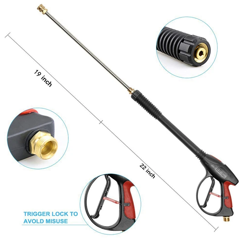 Мощный пистолет-распылитель для мойки под давлением 19 дюймов прямая палочка с