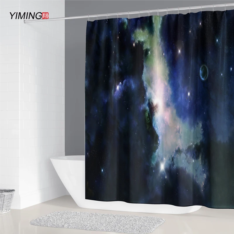 Голубая космическая галактика звездное небо Печать занавеска для душа плесень