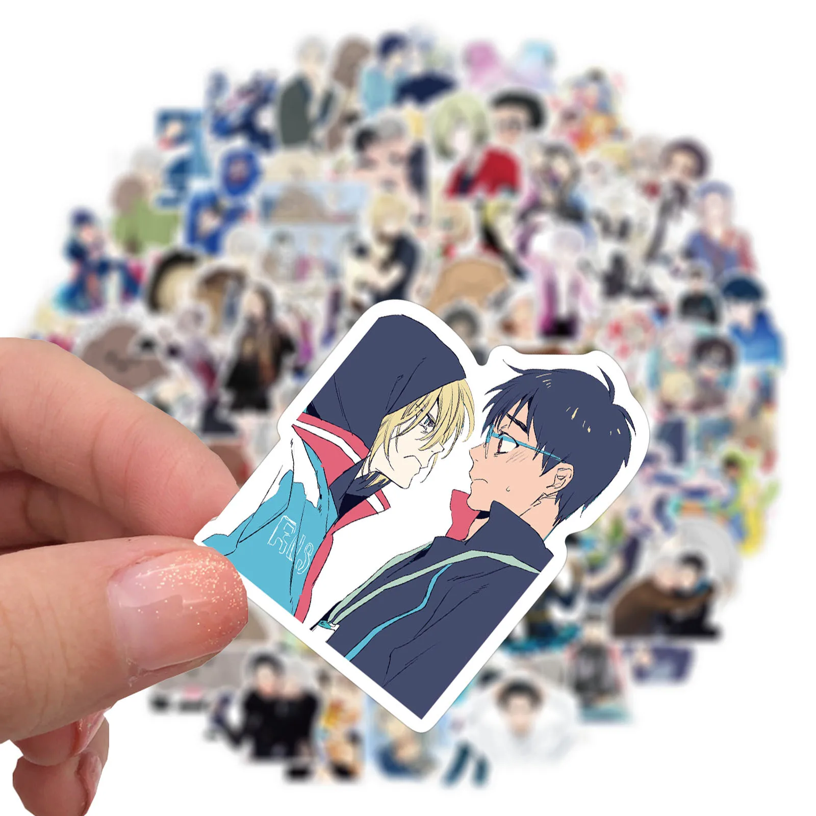 Anime de dibujos animados YURI, 10/30/50/100 Uds. On ICE-funda para ordenador port&aacute;til, para bicicleta, coche, monopat&iacute;n, equipaje, congelador-2