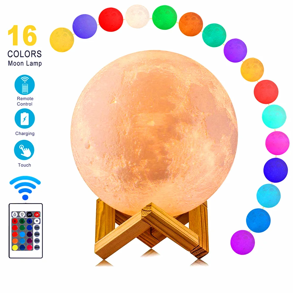 СВЕТОДИОДНЫЙ ночник в виде Луны с 3D рисунком приглушаемый светильник