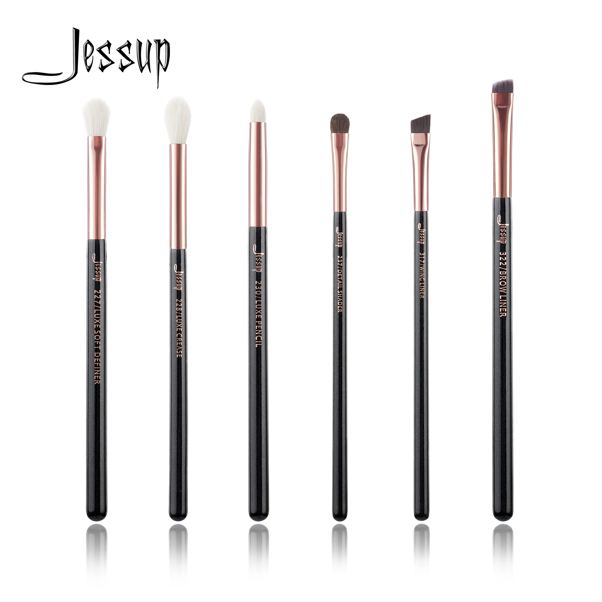 Набор профессиональных кистей для макияжа Jessup Black / Rose Gold набор инструментов