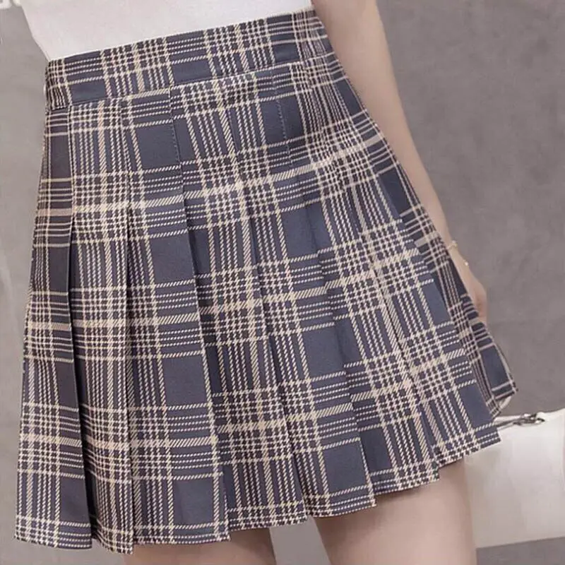 

Four seasons new Plaid pleated skirt women's super fairy student skirt anti light A-line skirt high waist soft Girl Skirt