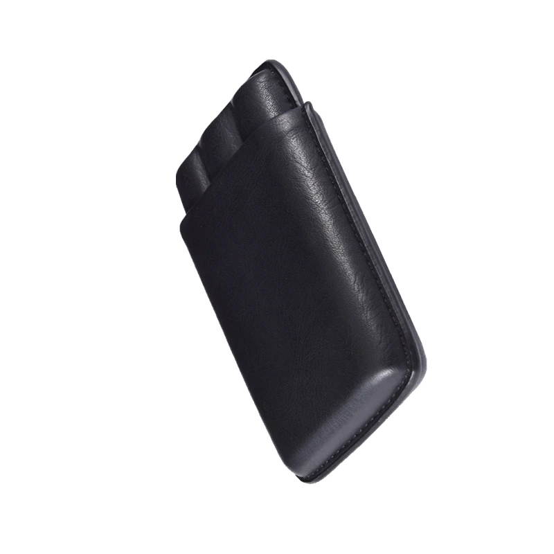 

Portable Travel Suit Pu Leather Black Cigar Holster Capacity 3 Pcs Cigar Box Cigar Gift Set for Cuban Cigar