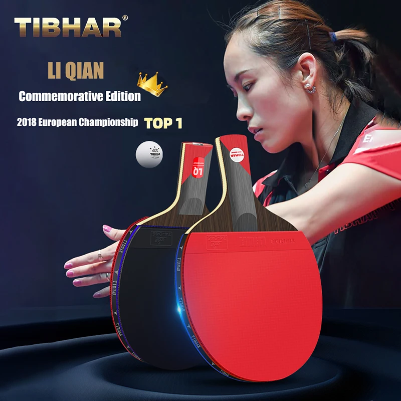 TIBHAR LIQIAN Edition Table Tennis Racket 5 ply Wood Ebony Ping Pong Paddle Allround High Sticky Pips in Pingpong Bat with Bag