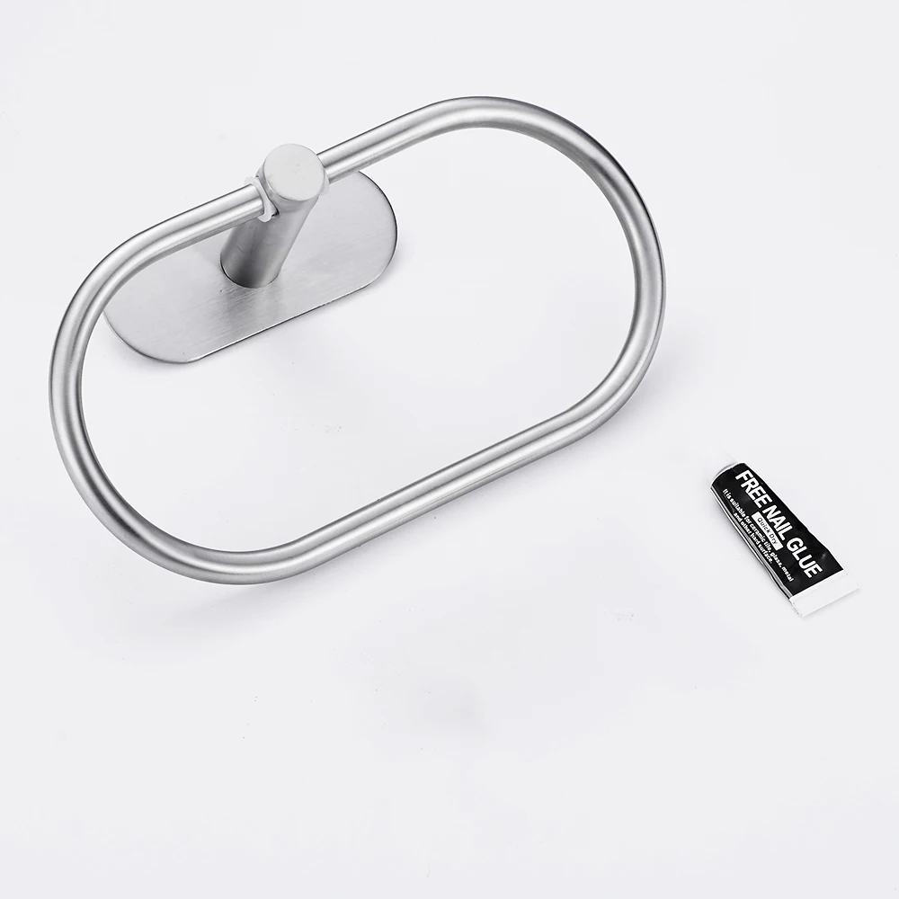 

Bathroom Self-Adhesive Stainless Steel Towel Ring Bathroom Chrome Wall-Mounted Towel Rack Household Hotel Bathroom Towel Rack