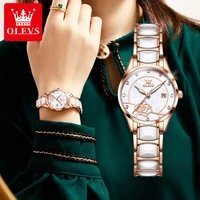 olevs stylish elegant quartz watches ladies creative womens ceramic bracelet watches female clock relogio feminino montre femme