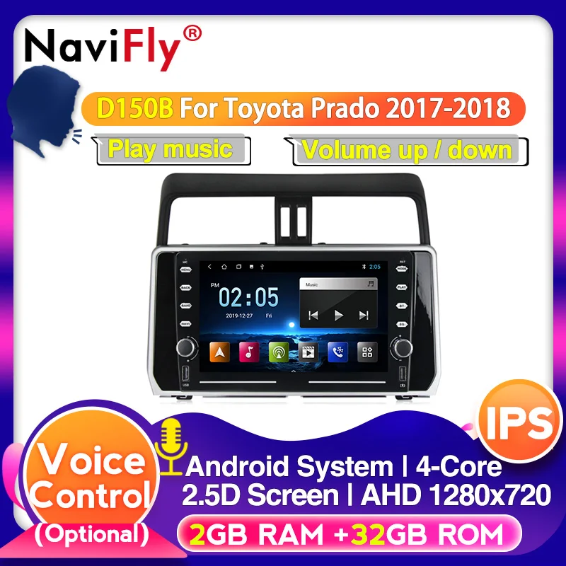 Android car multimedia radio player For Toyota Prado 150 2017 2018 IPS DSP 4G LTE Carplay wheel steering control wifi BT | Автомобили и
