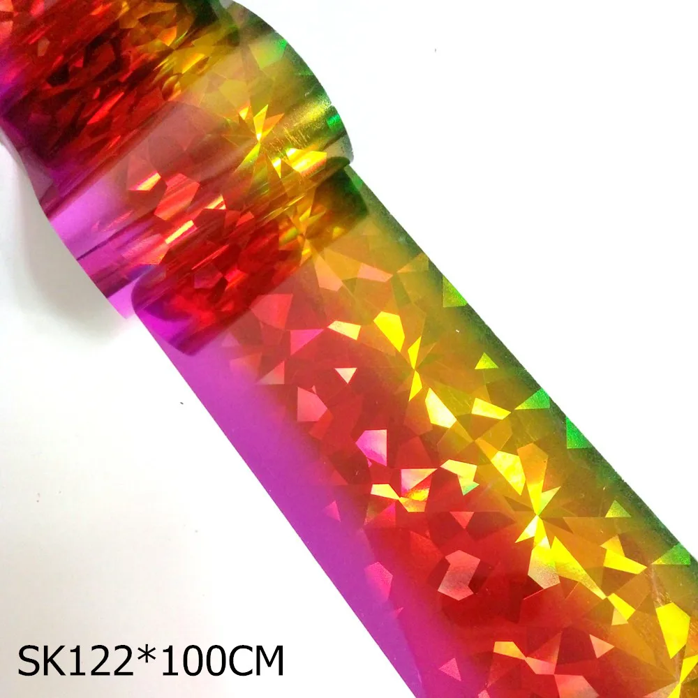 SK122 100*4 см голографическая синяя Фольга для ногтей Наклейка разбитое стекло переводная наклейка s голографическая Сделай Сам наклейки для нейл-арта - Цвет: SK122