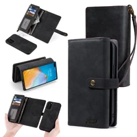 wallet adsorption 2in1 pu leather phone case for huawei mate20 mate30 mate30 pro lite p20 p30 p40 pro lite black cover