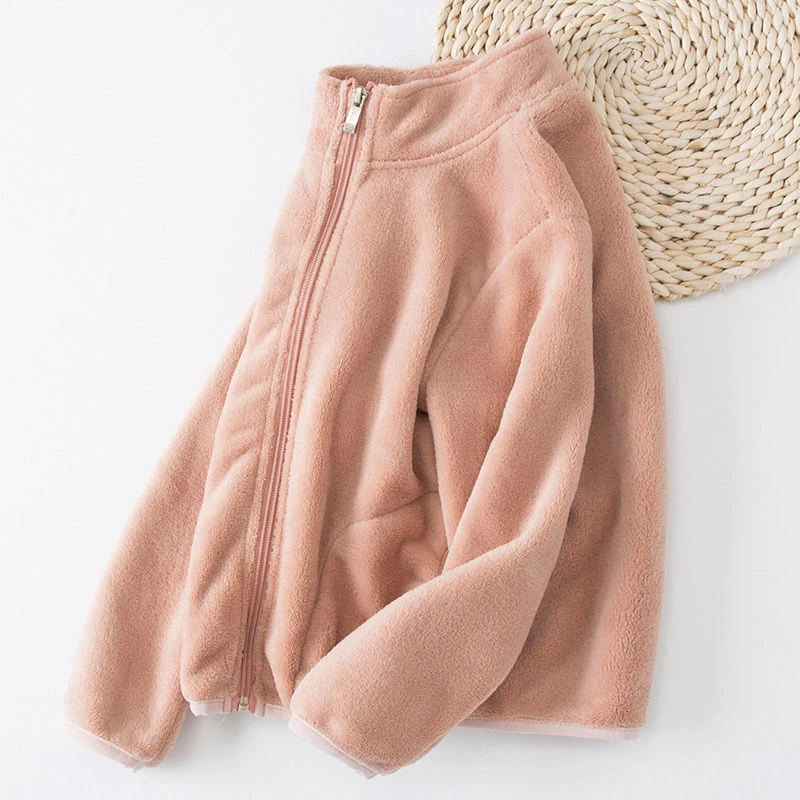 

utumn Girls Plush Coats Kids Soft Turtleneck Outwear Keep Warm Children'S Coral Fleece Zipper Jackets For Boys and Girls New