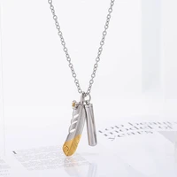 fashion perfume bottle pendent hip hop trendy stainless steel gold color feather necklace for women and man party gift