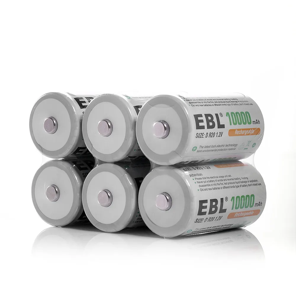 EBL 10000mAh D-Size Rechargeable-Battery D Size NI-MH Rechargeable Batteries With Battery Charger | Электроника