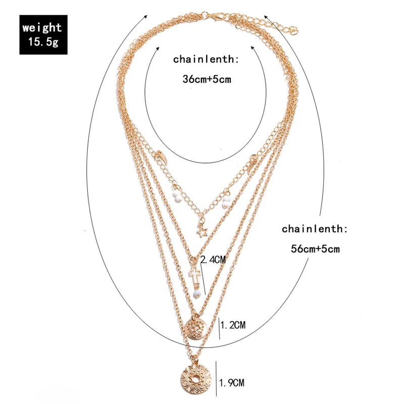 Модные золотые многослойные ожерелья с подвесками для женщин богемные