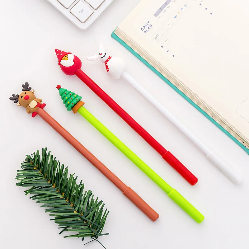 

Cartoon Christmas Tree Santa Claus Snowman Neutral Gel Pens for School Stationary Black Gel Pen 0.5mm Christmas Gifts for Kids