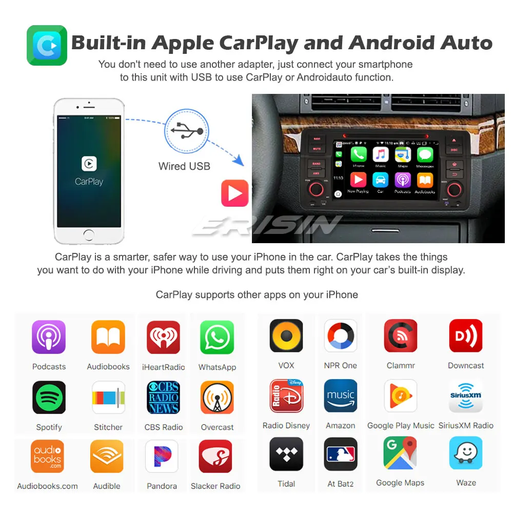 Erisin ES8746B Android 10 0 автомобильный DVD плеер радио DAB + GPS Bluetooth DSP CarPlay OBD для BMW 3 серии 3er E46