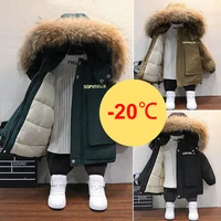 kids baby boy%e2%80%98s winter coat 2021 children fur hooded jackets toddler cotton parkas%c2%a0boys zipper%c2%a0outfits for 2 3 4 5 6 7 8 years